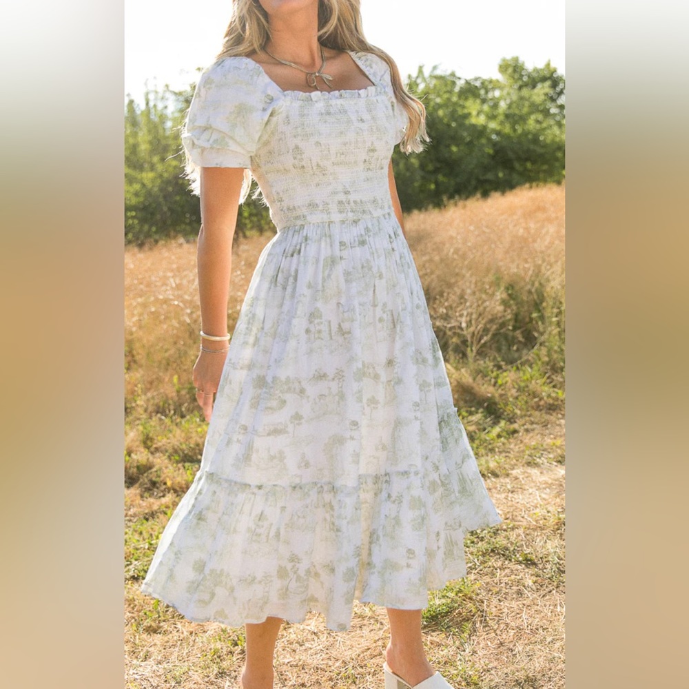 Ivy City Dress Valencia Sage Green White M